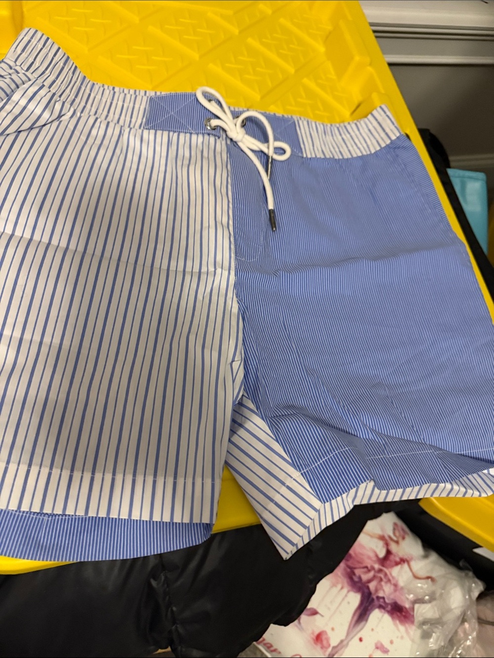 SER.O.YA Blue and White Striped Men's Swim Trunks
